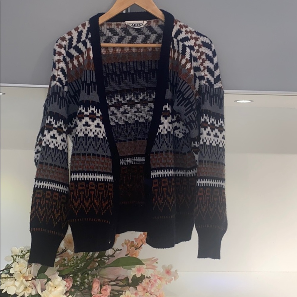 Thrifted chunky cardigan - aztec pattern
